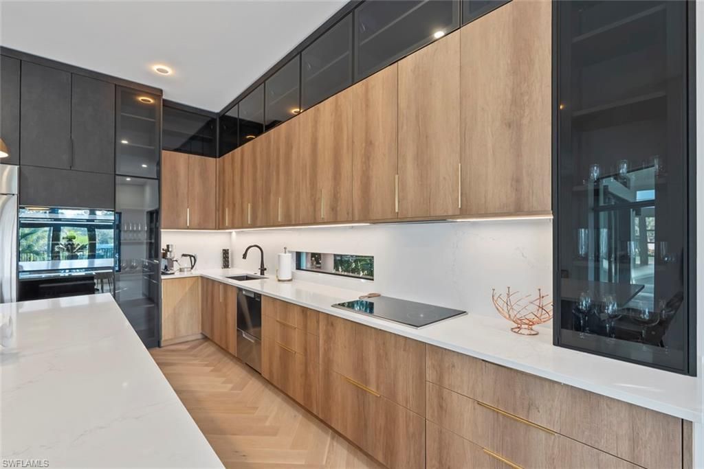 Interior, Kitchen, Recessed Lighting, Wood Texture Flooring