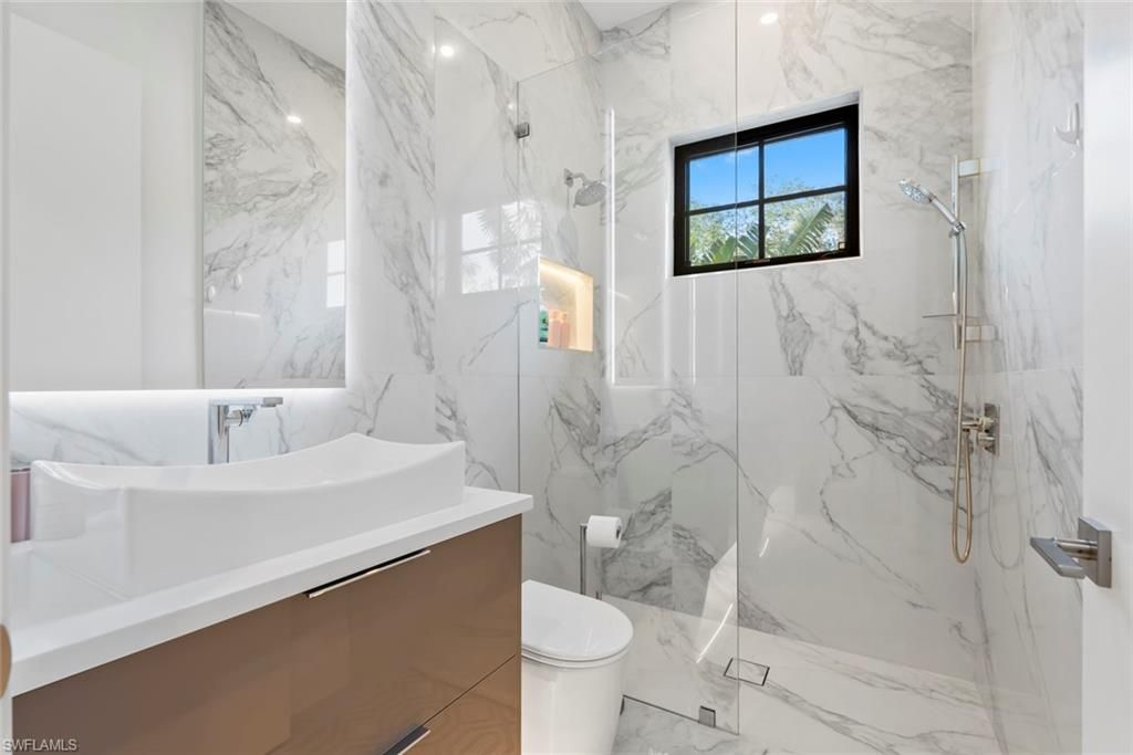 Bathroom, Glass Shower, Interior, Marble, Marble Walls