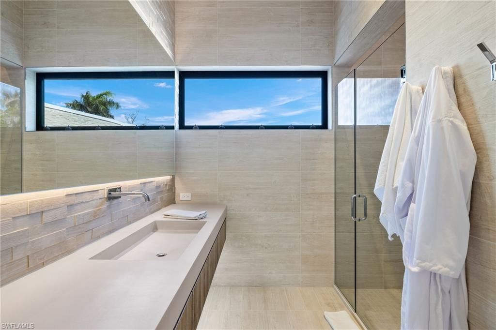 Bathroom, Glass Shower, Interior, Wood Texture Flooring
