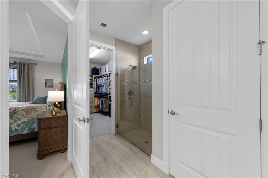 Bathroom, Bedroom, Glass Shower, Interior, Recessed Lighting, Walk-in Closets