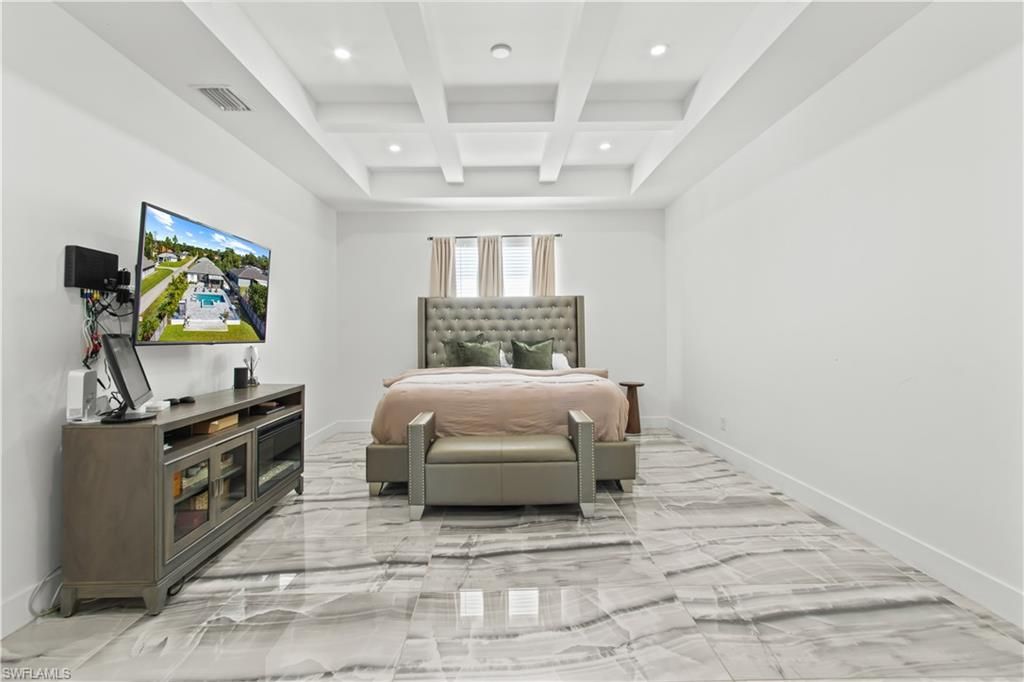 Bedroom, Interior, Marble, Recessed Lighting