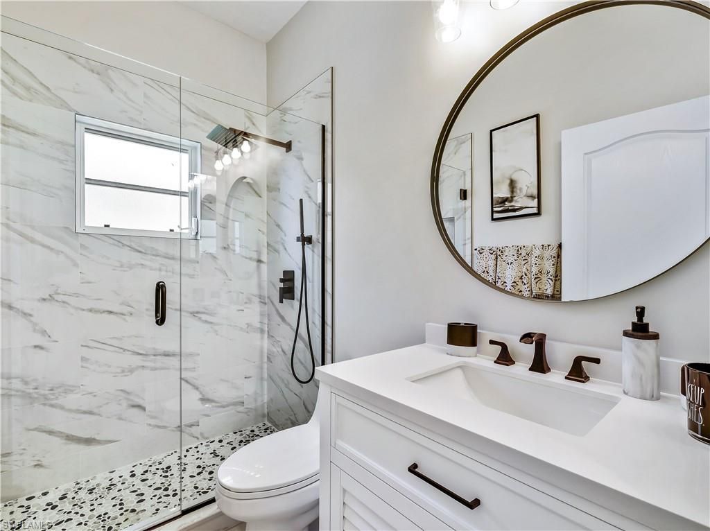 Bathroom, Glass Shower, Interior, Marble Walls