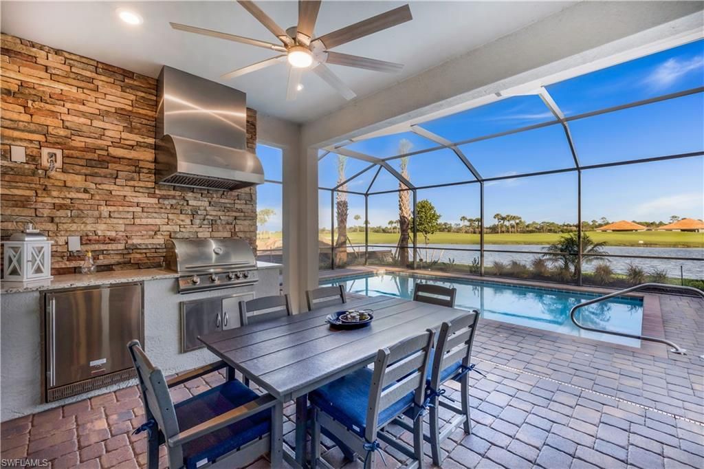 Dining room, Glass Ceilings, Interior, Pool, Recessed Lighting, Stone Walls, Sun Room, Water