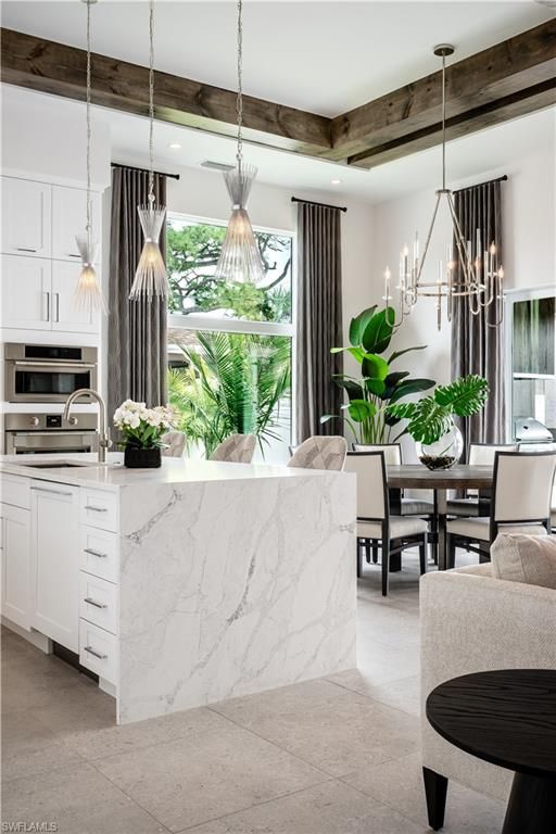 Dining room, Interior, Kitchen, Pendant Lights, Recessed Lighting, Stainless Steel Appliances