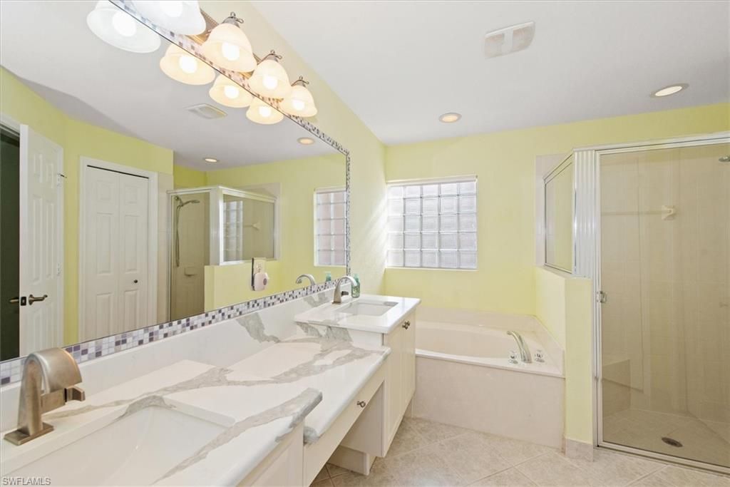 Bathroom, Dual Sink Vanities, Glass Shower, Interior, Recessed Lighting