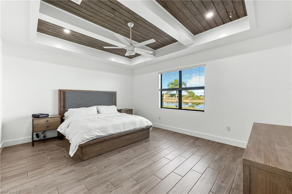 Bedroom, Interior, Recessed Lighting, Wooden Ceilings, Wood Texture Flooring