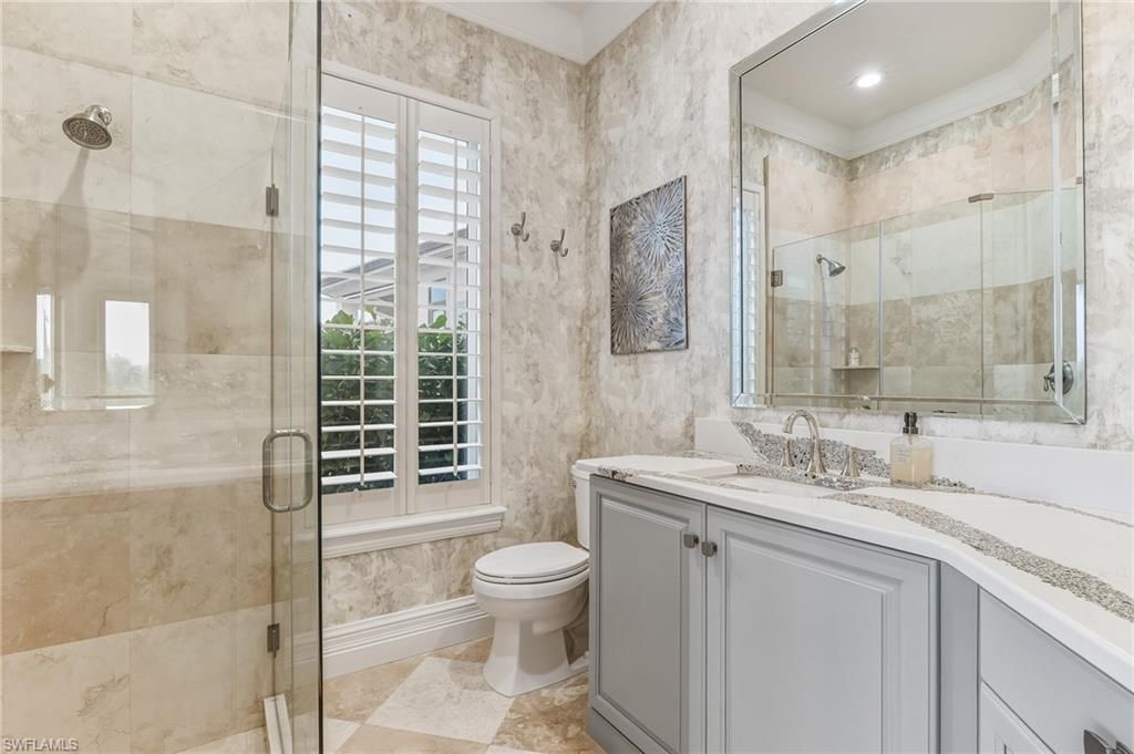 Bathroom, Glass Shower, Interior, Recessed Lighting