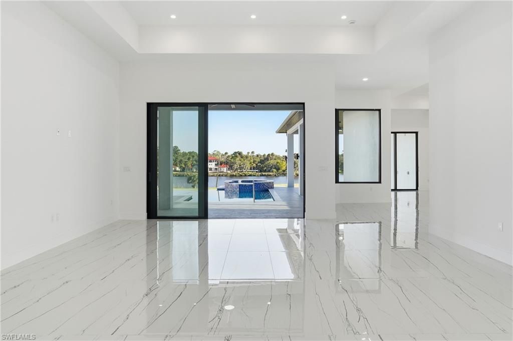 Empty room, Interior, Marble, Recessed Lighting, Water