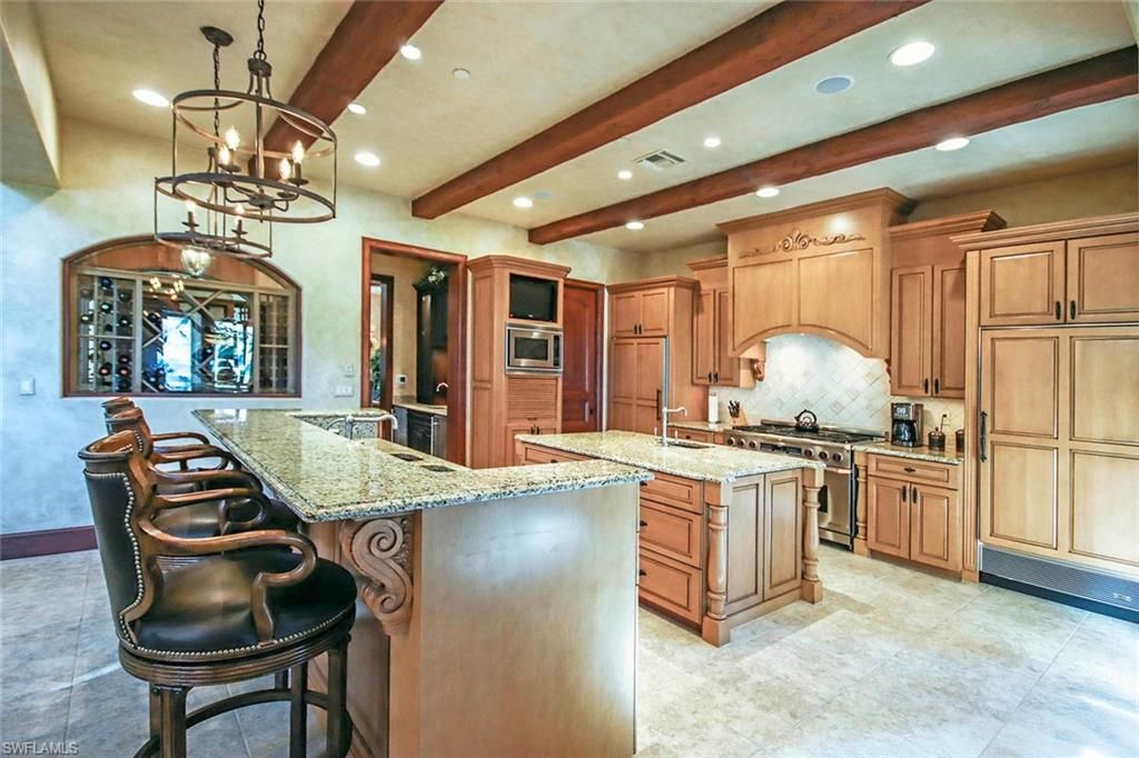 Interior, Kitchen, Pendant Lights, Recessed Lighting, Stainless Steel Appliances, Wooden Beams