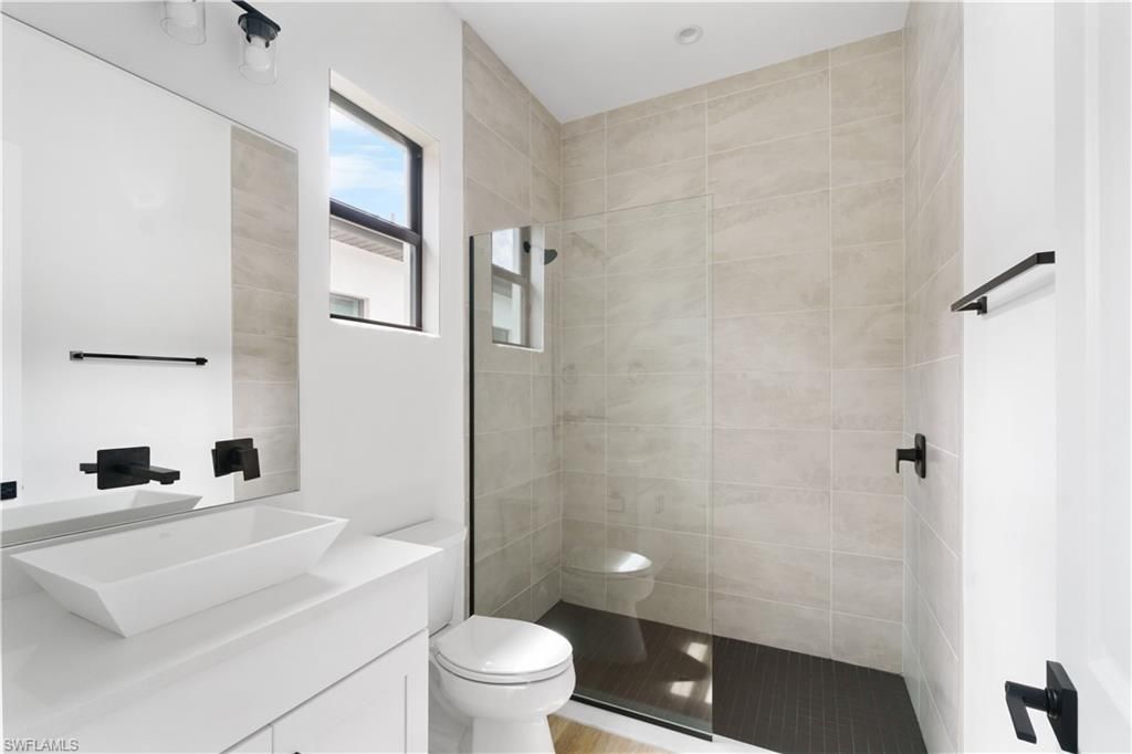 Bathroom, Glass Shower, Interior, Wood Texture Flooring