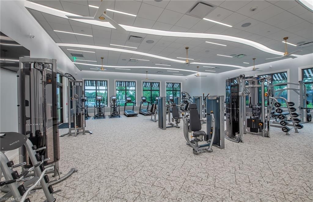 Fitness Equipment, Gym, Interior, Recessed Lighting