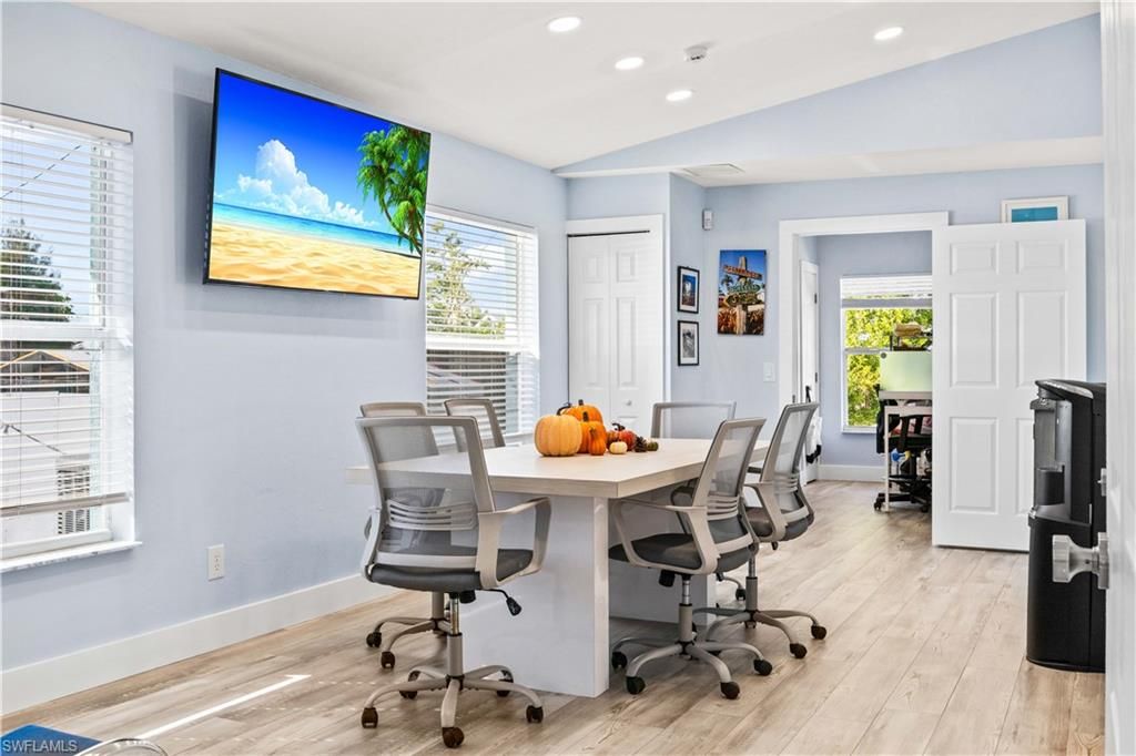 Home Office, Interior, Recessed Lighting, Wood Texture Flooring