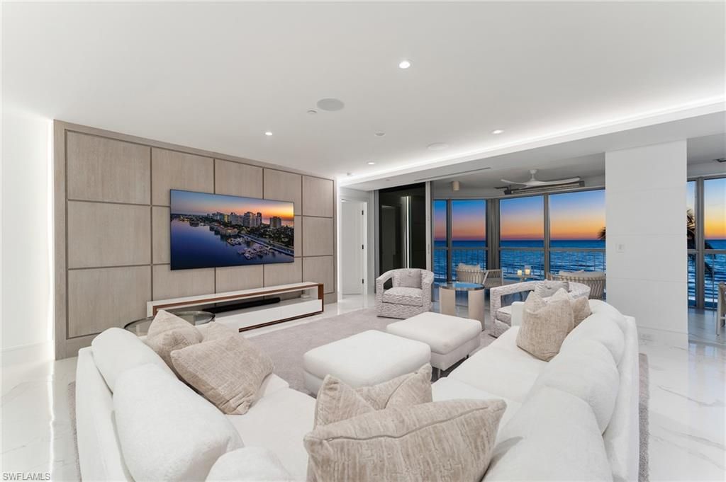 Interior, Living room, Marble, Recessed Lighting, Water