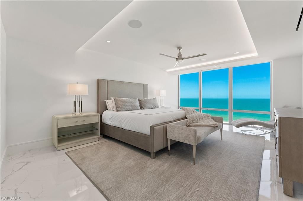 Bedroom, Interior, Marble, Recessed Lighting, Water