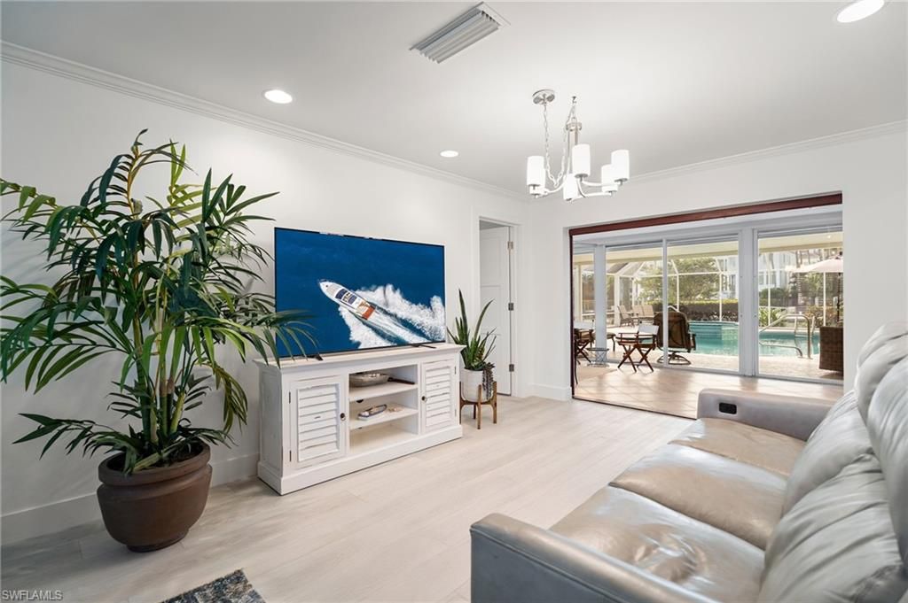 Chandelier, Interior, Living room, Recessed Lighting, Wood Texture Flooring