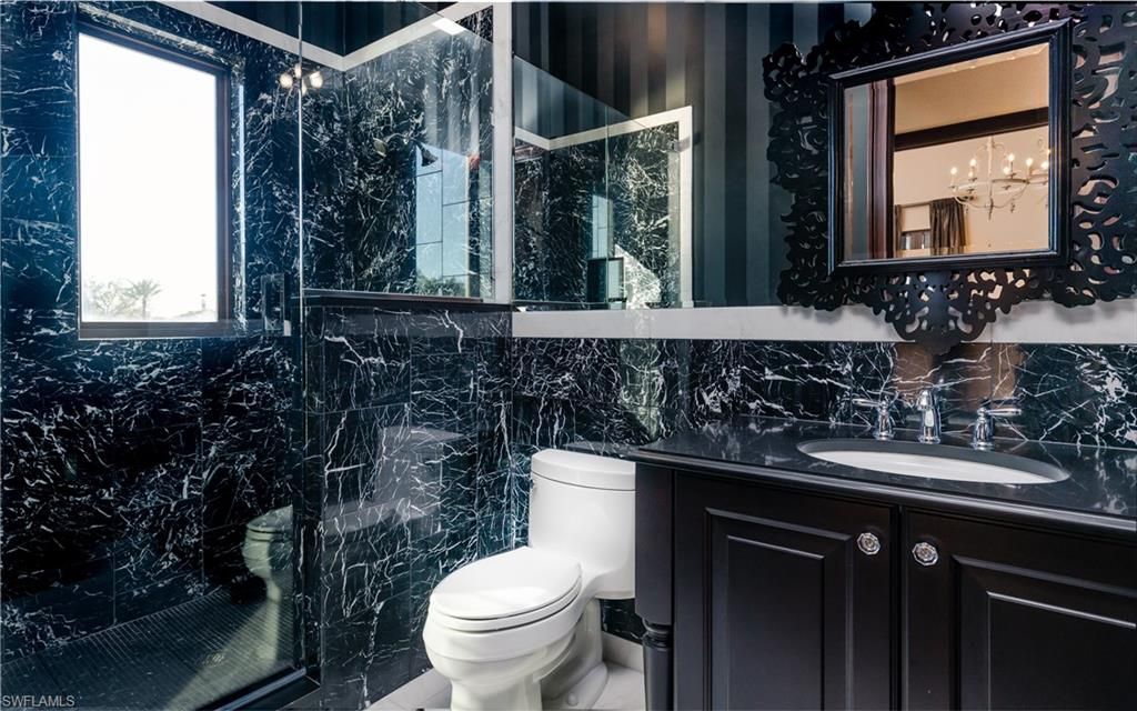 Bathroom, Glass Shower, Interior, Marble Walls