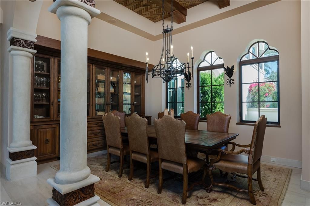 Chandelier, Dining room, Interior, Wooden Beams
