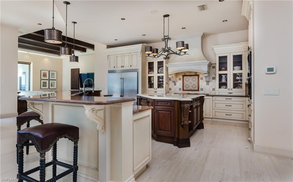 Chandelier, Interior, Kitchen, Pendant Lights, Recessed Lighting, Wood Texture Flooring