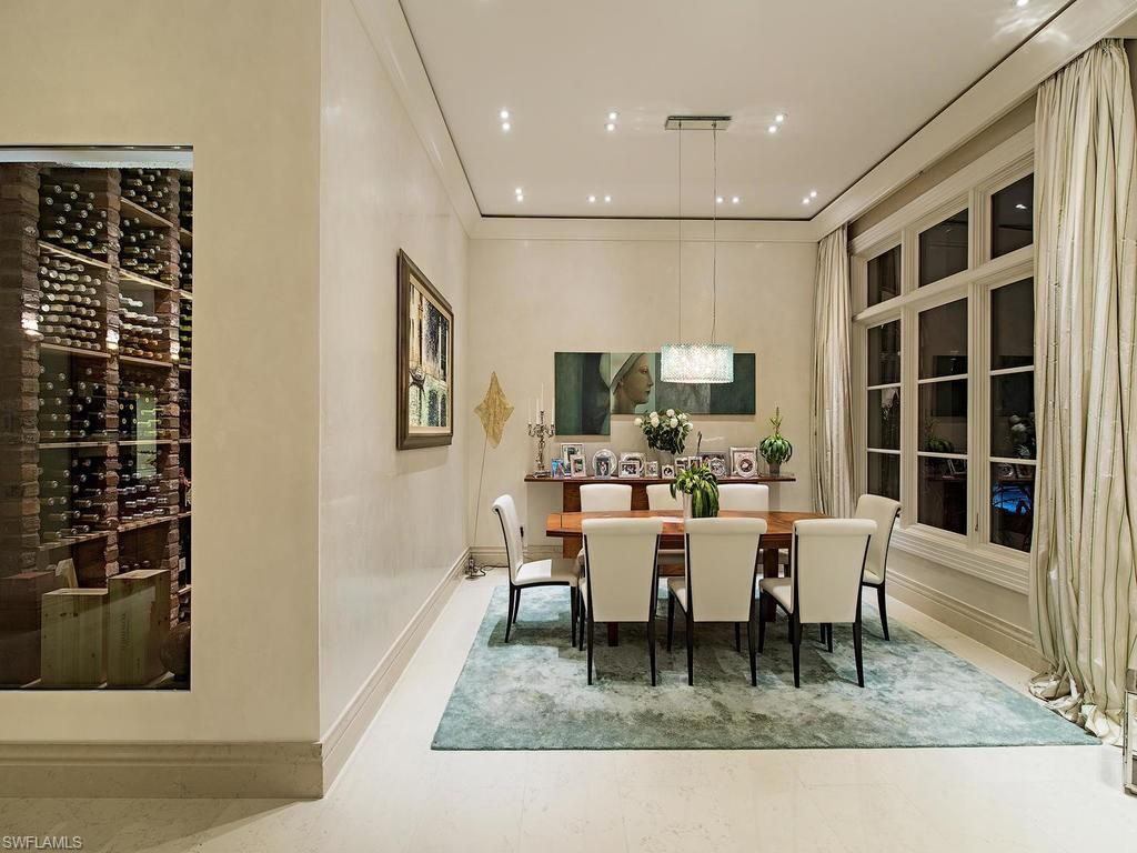 Dining room, Interior, Pendant Lights, Recessed Lighting, Wine Storage