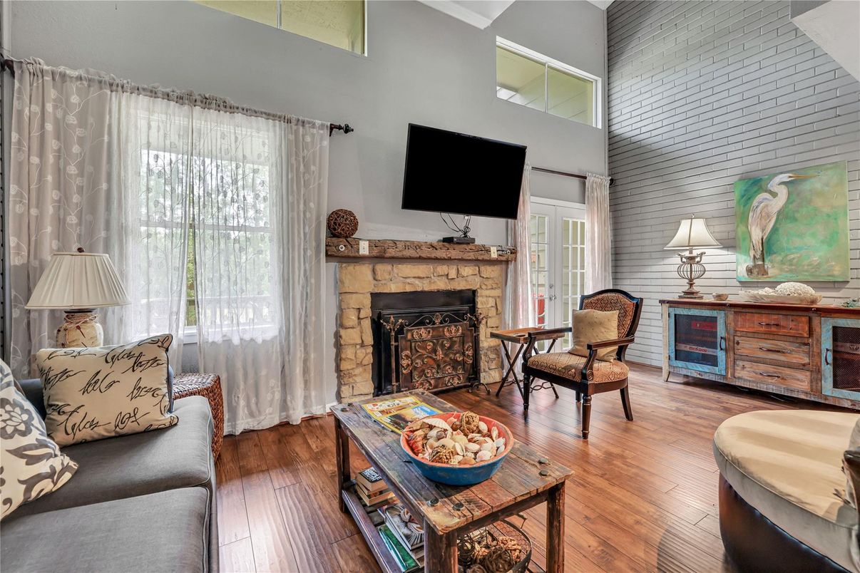 Fireplace, Interior, Living room, Wood Texture Flooring