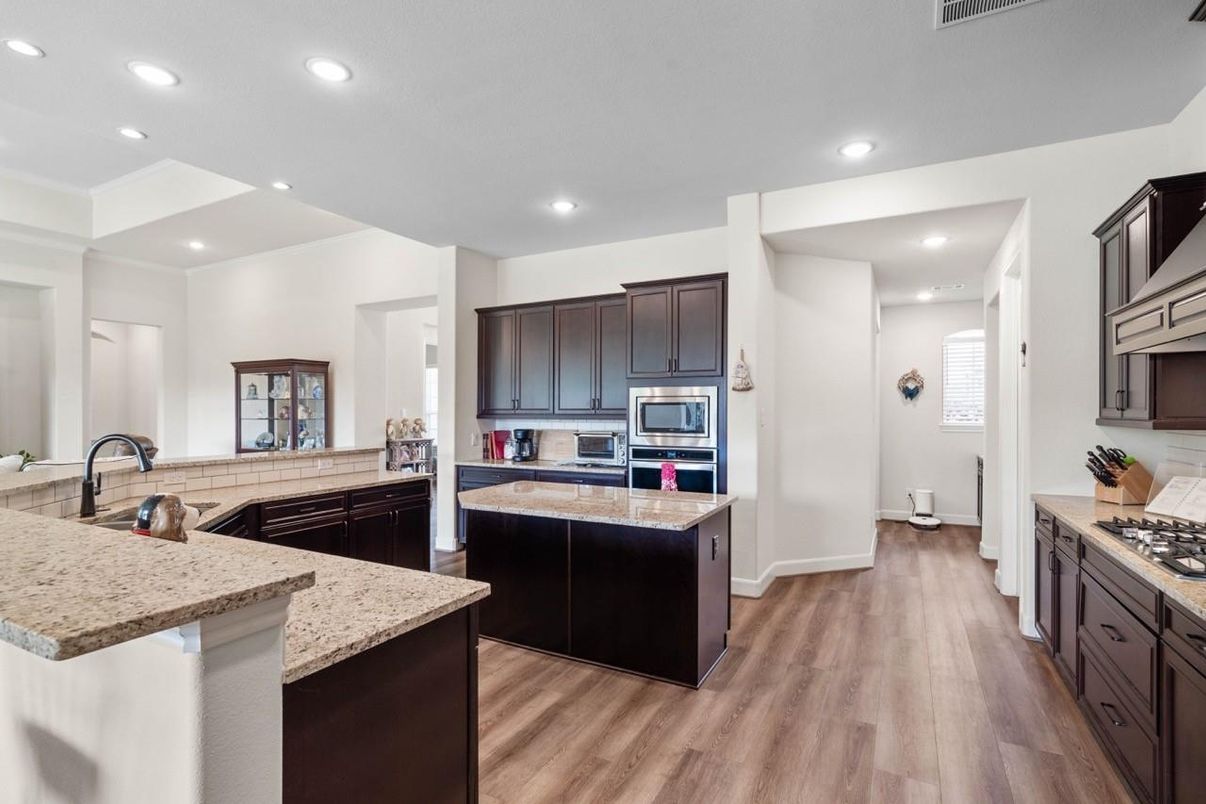 Interior, Kitchen, Recessed Lighting, Wood Texture Flooring