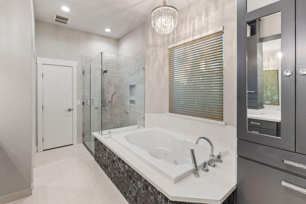 Bathroom, Glass Shower, Interior, Recessed Lighting