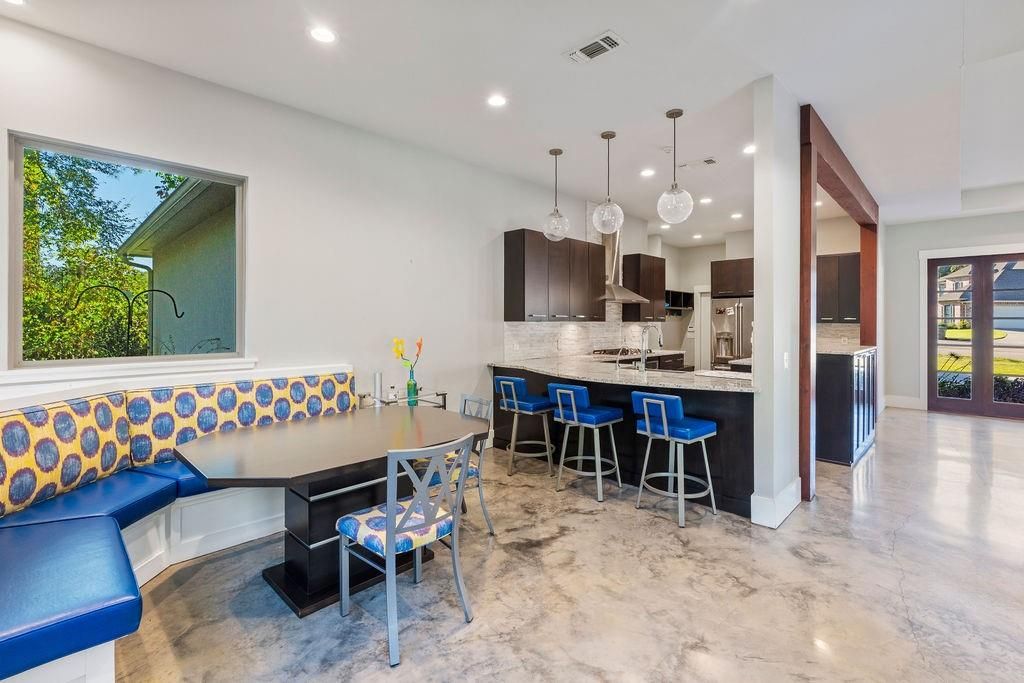 Interior, Kitchen, Marble, Pendant Lights, Recessed Lighting, Stainless Steel Appliances