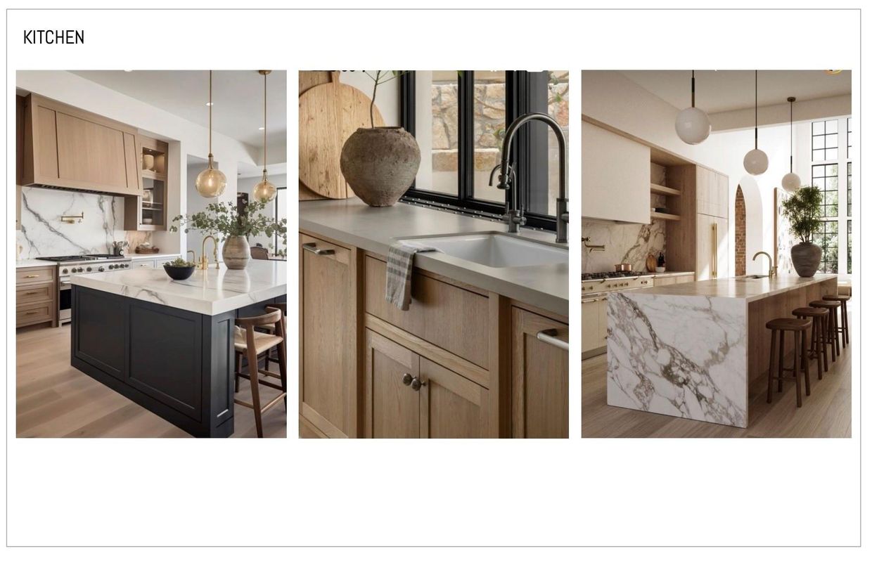 Interior, Kitchen, Marble Walls, Pendant Lights, Wood Texture Flooring