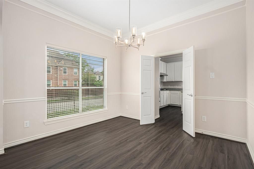 Chandelier, Empty room, Interior, Kitchen, Wood Texture Flooring