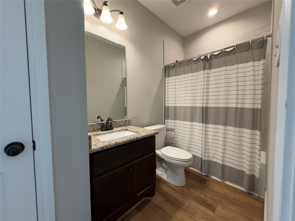 Bathroom, Interior, Recessed Lighting, Wood Texture Flooring