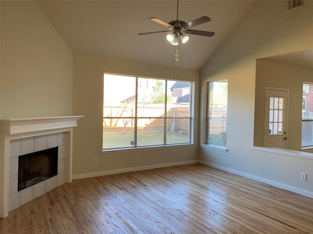 Empty room, Fireplace, Interior, Wood Texture Flooring