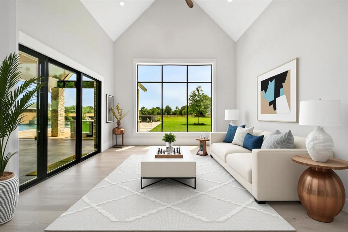 Interior, Living room, Recessed Lighting, Wood Texture Flooring