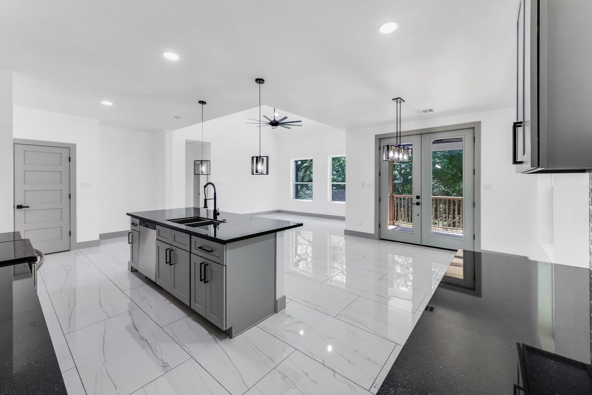 Interior, Kitchen, Marble, Pendant Lights, Recessed Lighting