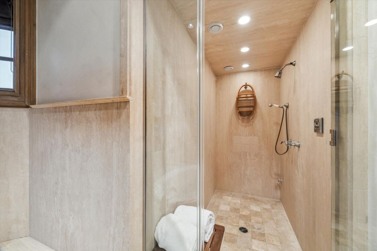 Bathroom, Interior, Recessed Lighting, Wooden Ceilings