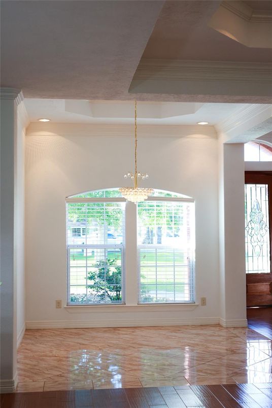 Chandelier, Interior, Recessed Lighting, Wood Texture Flooring