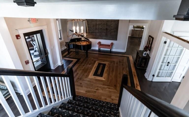 Interior, Pendant Lights, Piano, Wood Texture Flooring