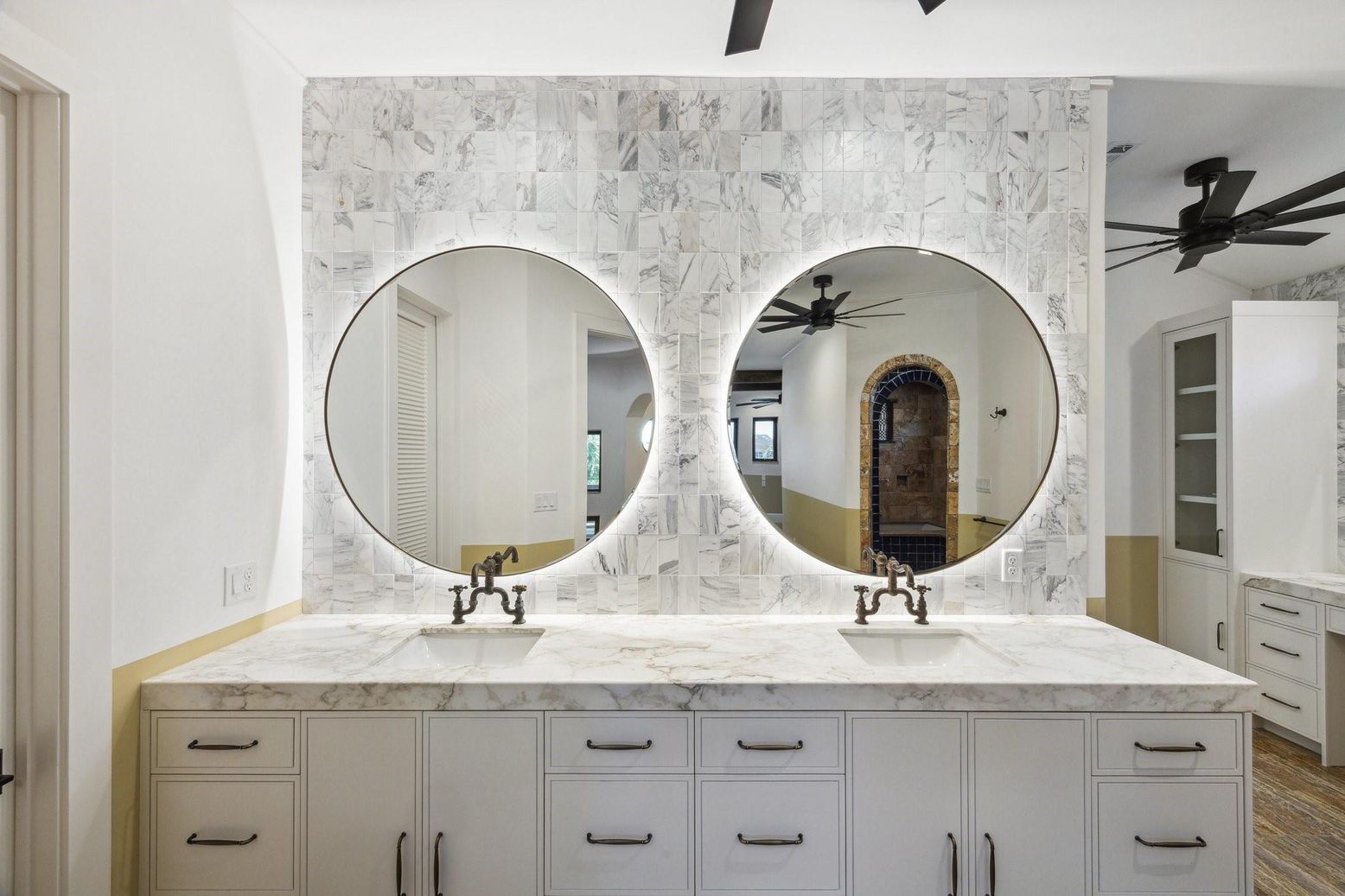 Bathroom, Dual Sink Vanities, Interior, Marble Walls