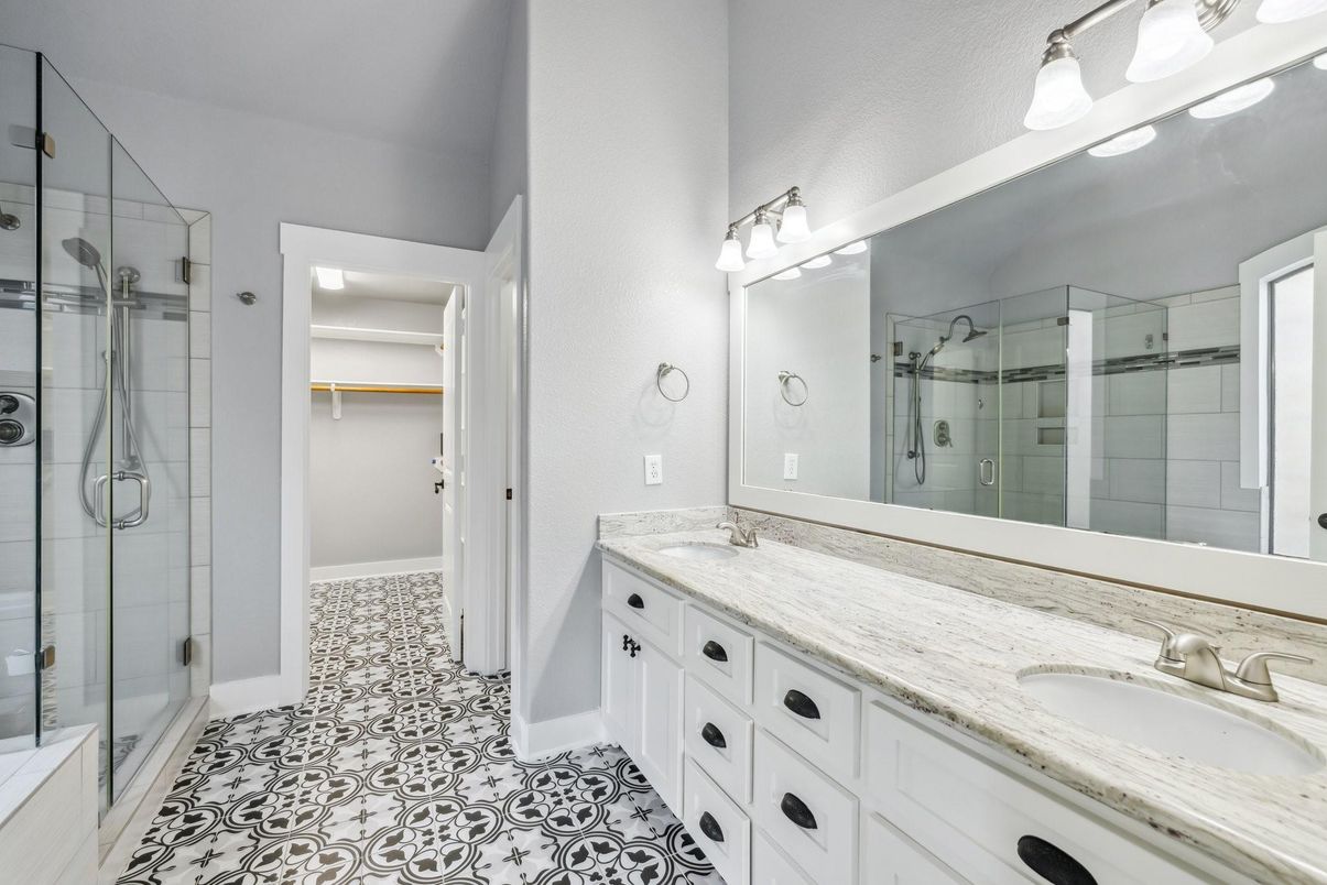 Bathroom, Dual Sink Vanities, Glass Shower, Interior