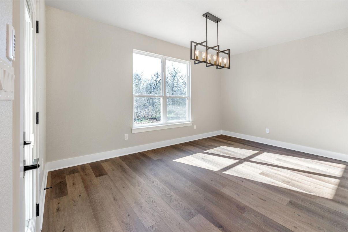 Empty room, Interior, Pendant Lights, Wood Texture Flooring
