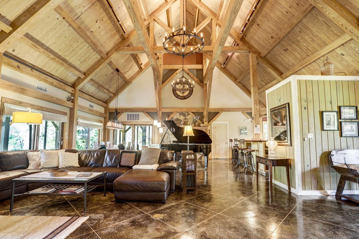 Interior, Living room, Pendant Lights, Piano, Wooden Beams, Wooden Ceilings