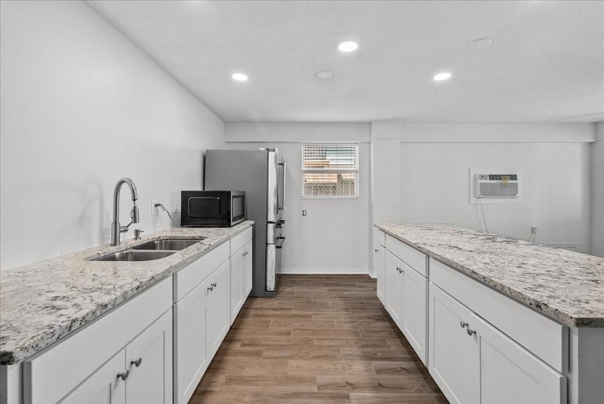 Interior, Kitchen, Recessed Lighting, Wood Texture Flooring