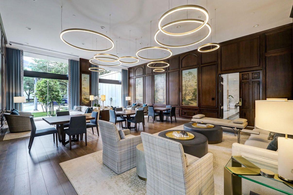 Dining room, Interior, Living room, Pendant Lights, Wood Texture Flooring