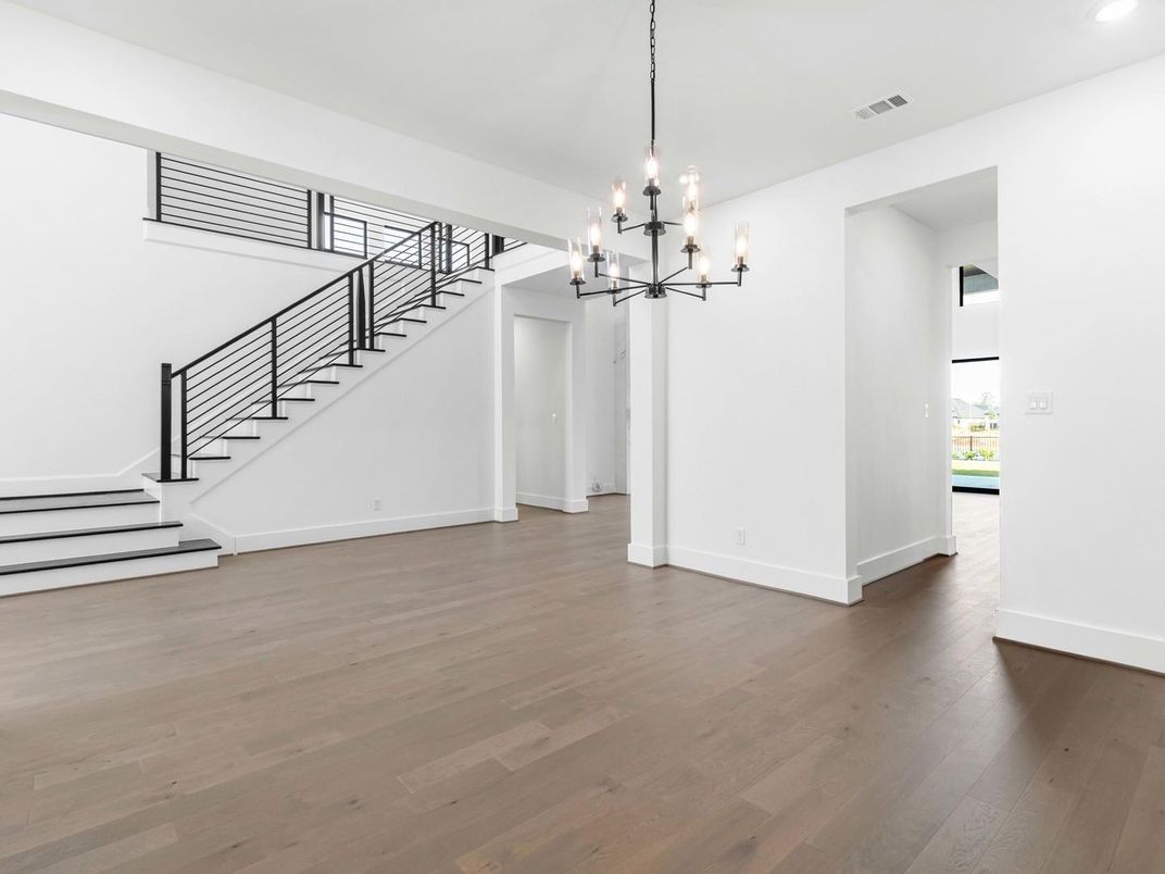 Empty room, Interior, Pendant Lights, Wood Texture Flooring