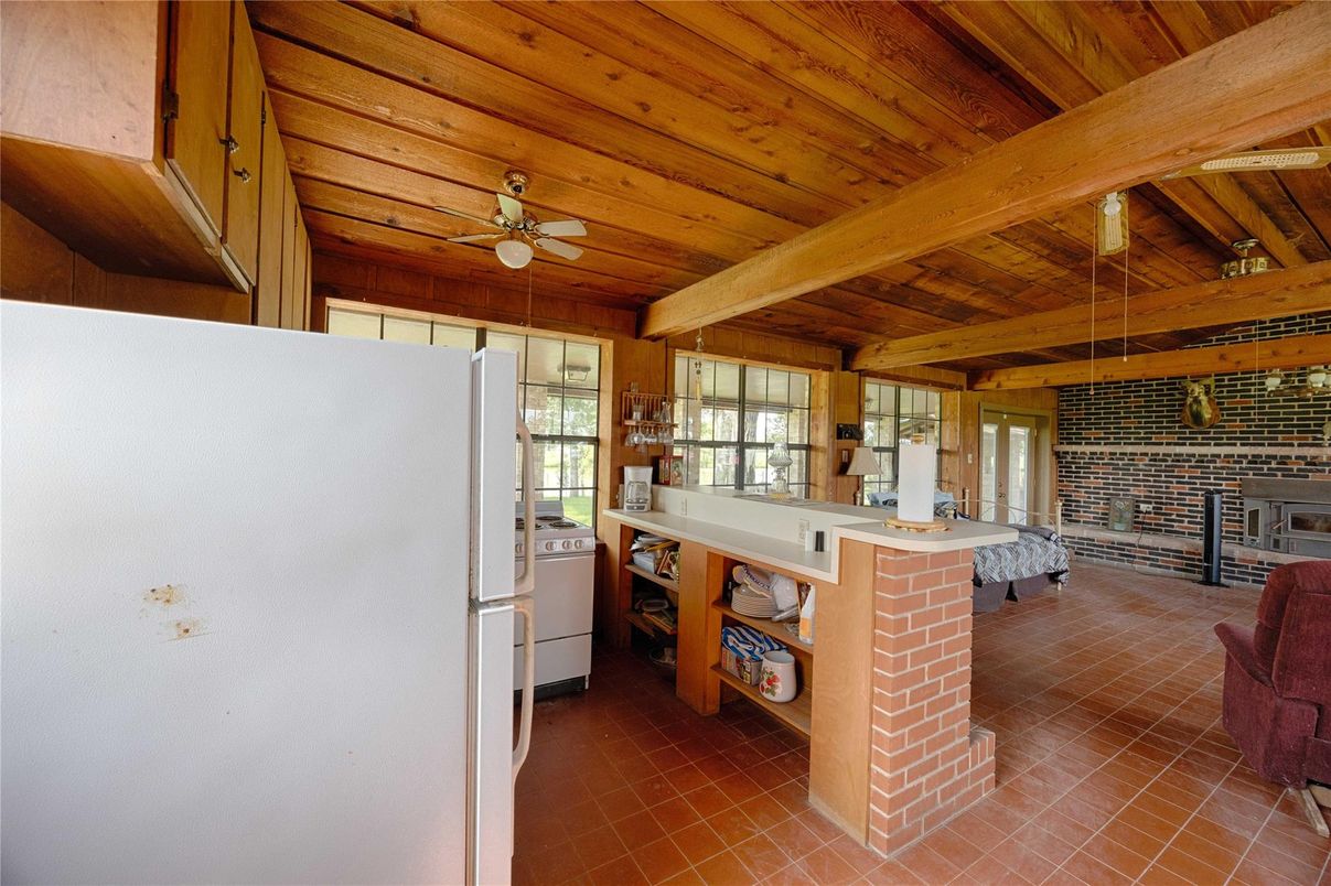 Interior, Kitchen, Stone Walls, Washer, Wooden Beams, Wooden Ceilings