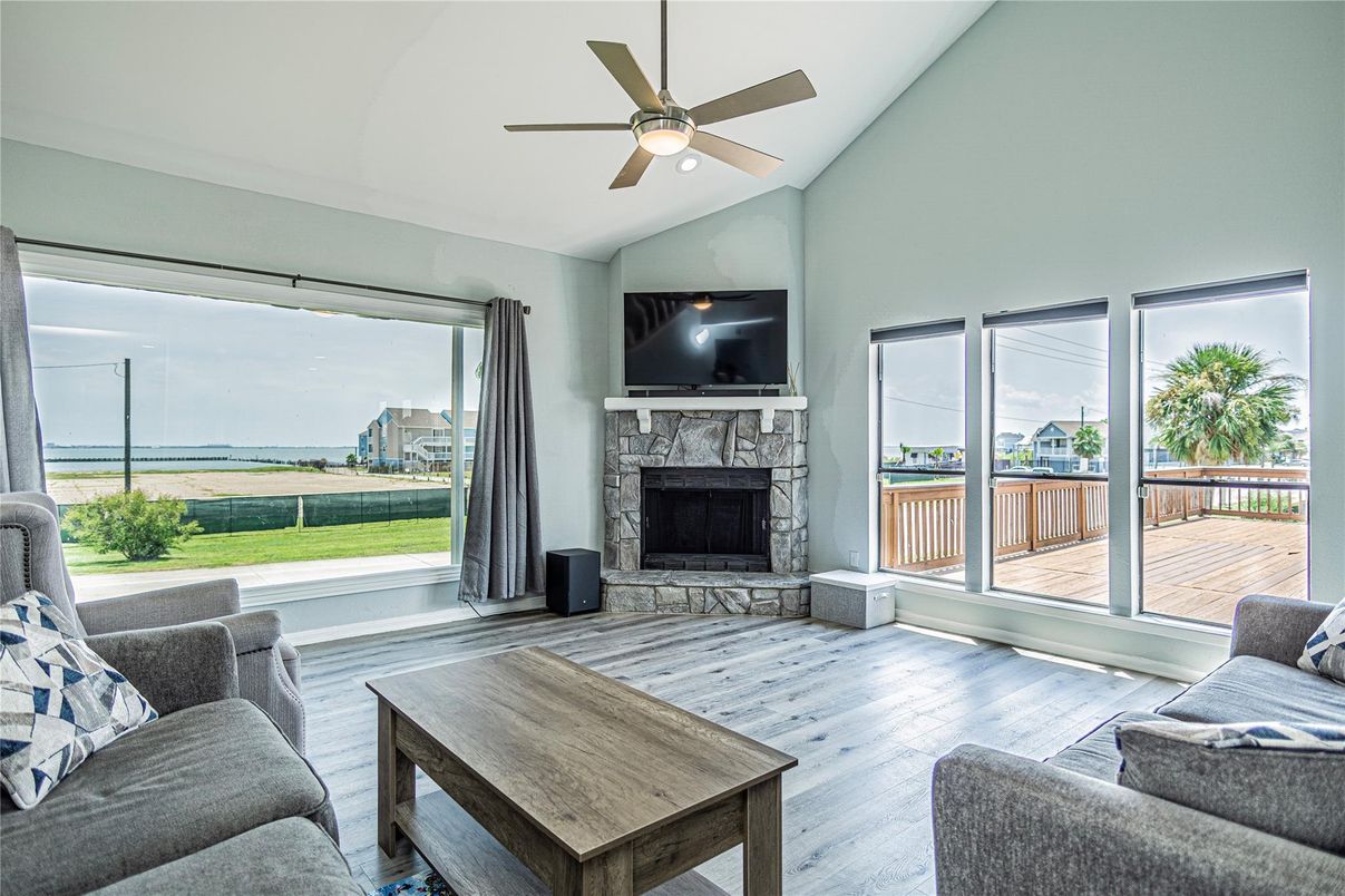 Fireplace, Interior, Living room, Water, Wood Texture Flooring