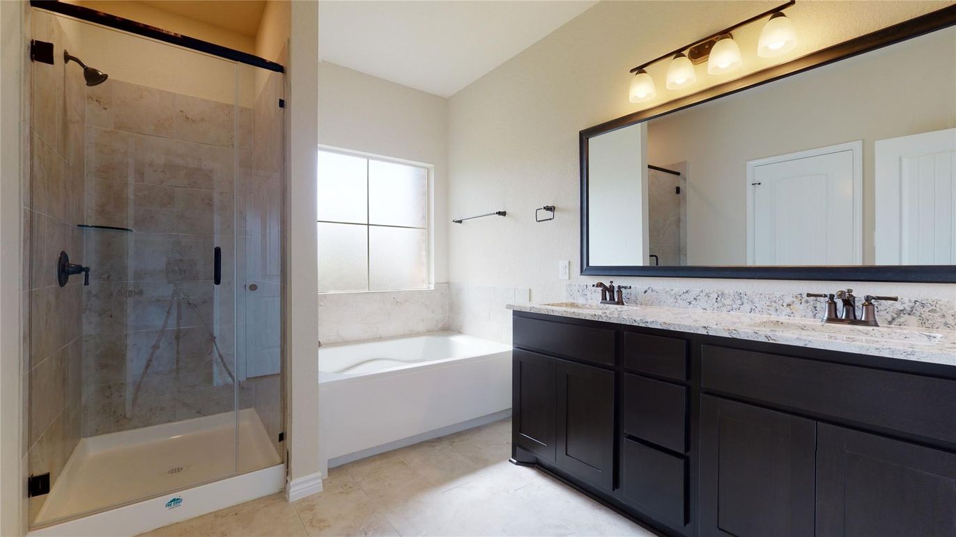 Bathroom, Dual Sink Vanities, Glass Shower, Interior