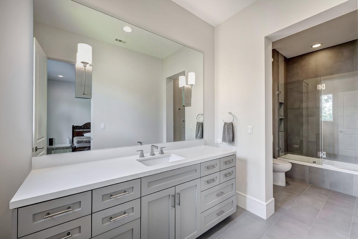 Bathroom, Dual Sink Vanities, Glass Shower, Interior, Recessed Lighting