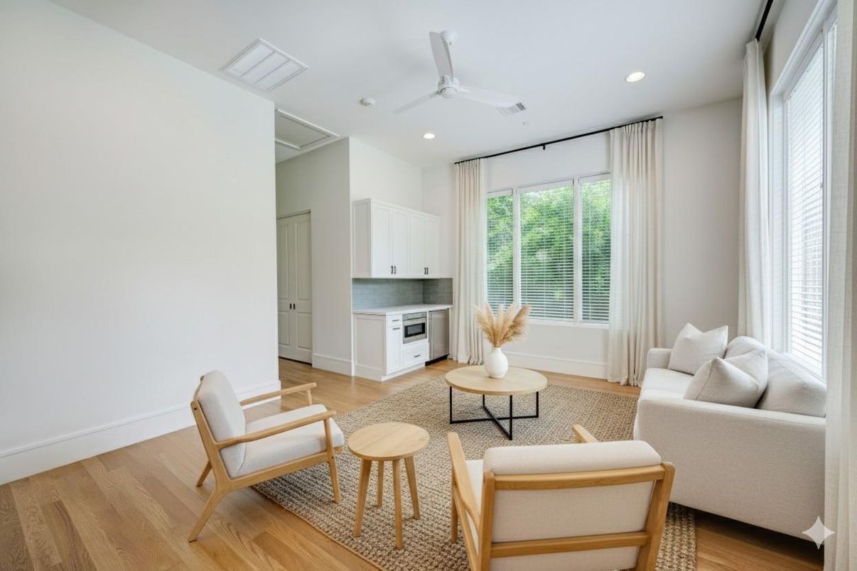 Interior, Living room, Recessed Lighting, Wood Texture Flooring