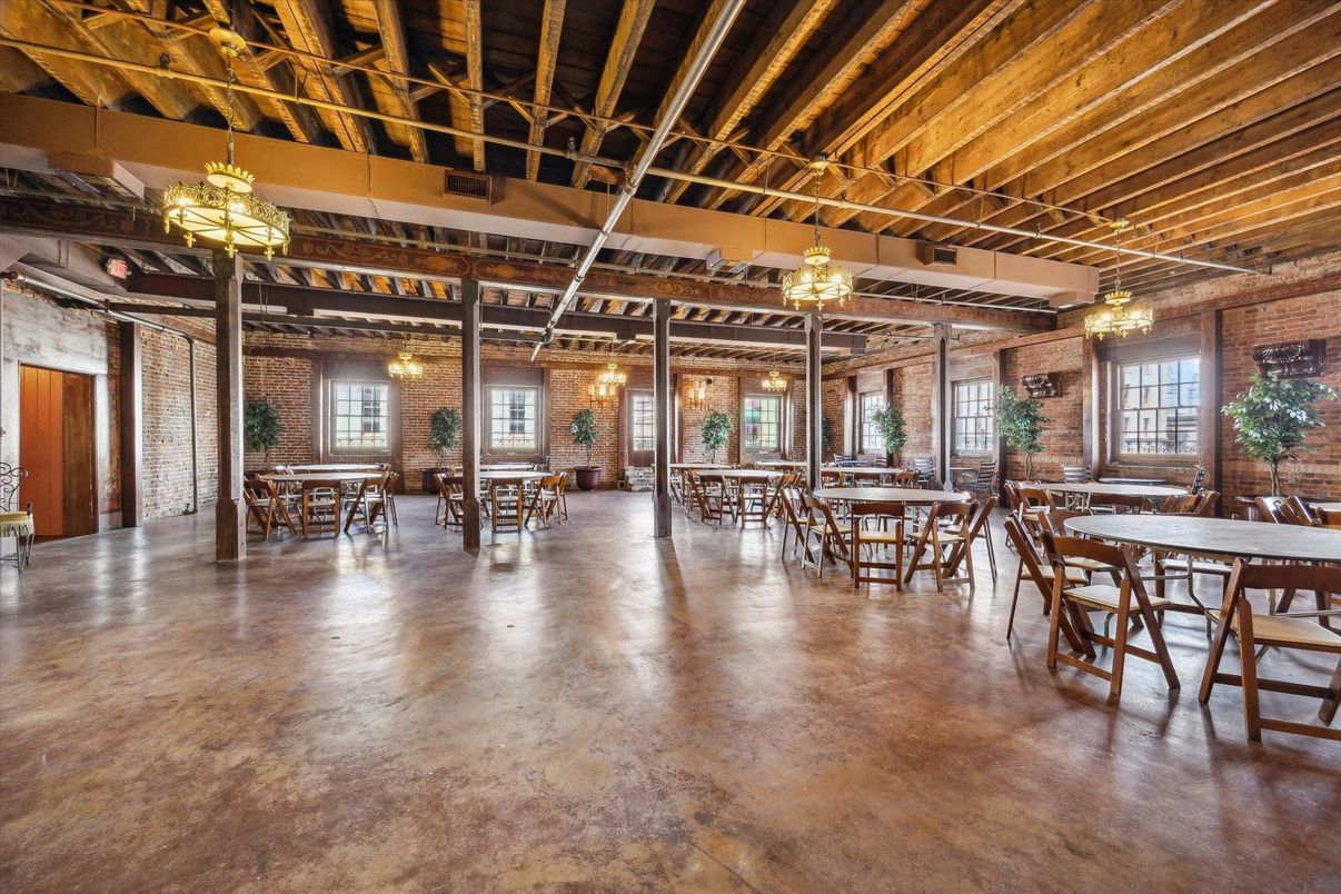 Chandelier, Dining room, Interior, Stone Walls, Wooden Beams