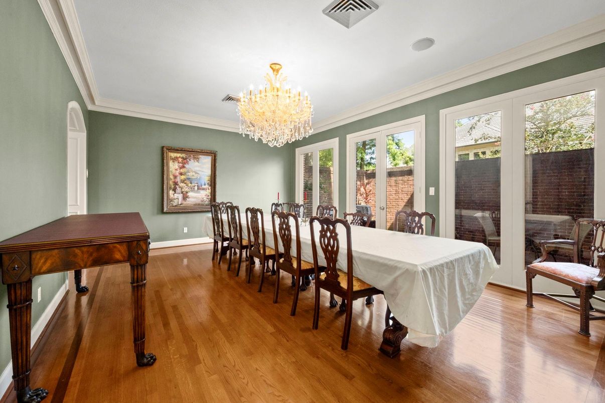 Chandelier, Dining room, Interior, Wood Texture Flooring